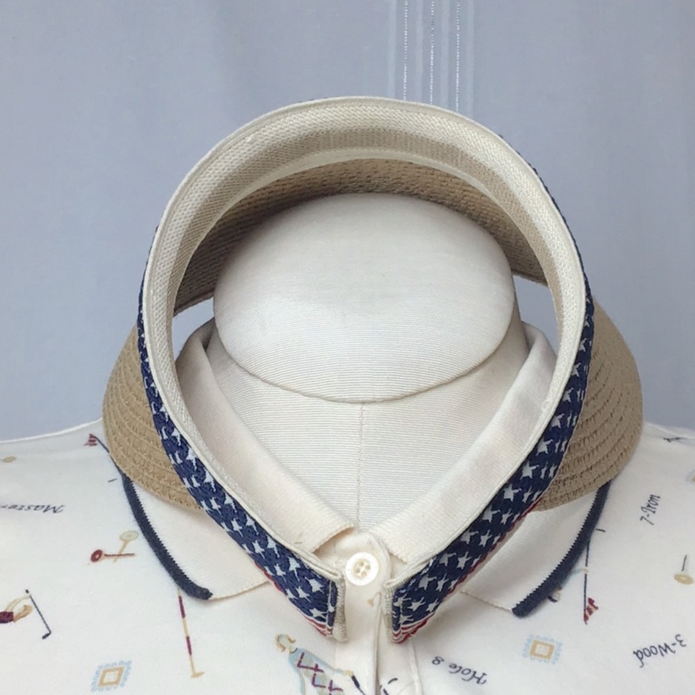Vintage 🏹 Twig & Arrow Stars and Stripes Patterned Woven Visor Sun Hat Like New - Picture 5 of 8